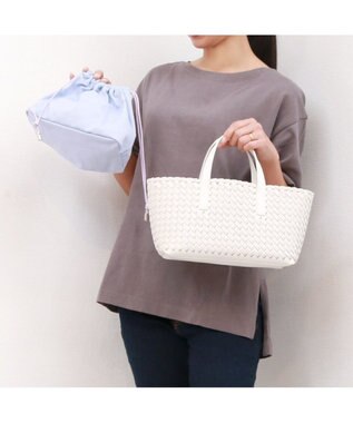 UNBILLION カシュカシュ cachecache / コードかがり横長トートバッグ アイボリー