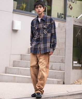 WEGO 【2025年秋冬新作/ユニセックス着用ITEM/SMLサイズ展開】ヘビーネルチェックシャツ（LS） 柄3