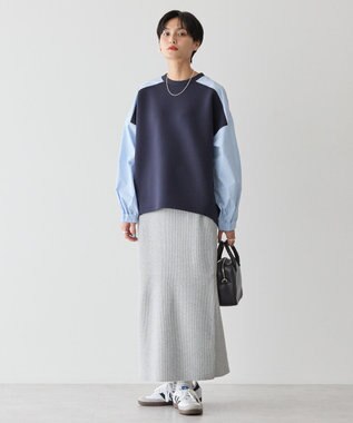 AMERICAN HOLIC 異素材コクーンポンチプルオーバー Navy