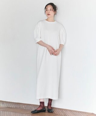 #Newans 【セレモニーにも/洗濯機可】パフスリーブロングワンピース​ ホワイト