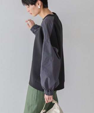 AMERICAN HOLIC 異素材コクーンポンチプルオーバー Black