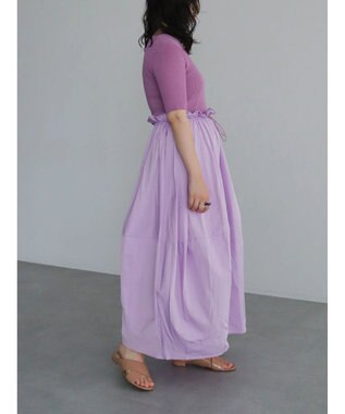 Green Parks ランタン型ニットドッキングタフタワンピース Lavender