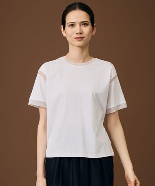 自由区 S ナチュラルコットンハイゲージシアーアクセント Tシャツ