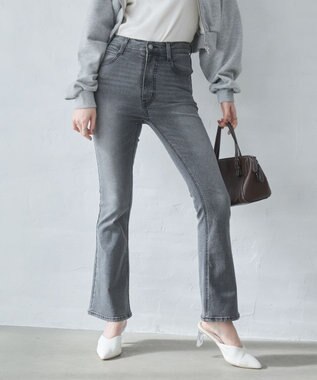 WEGO 【美脚パンツ】ストレッチフレアデニムパンツ デニムブラックソノタ