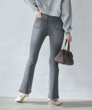 WEGO 【美脚パンツ】ストレッチフレアデニムパンツ デニムブラックソノタ