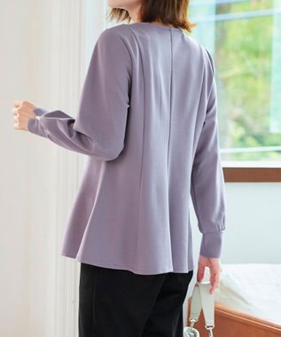 Tiaclasse 【洗える】袖パールポンチフレアトップス ラベンダー