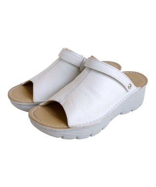 Pointer 本革 超軽量厚底サボサンダル ホワイト