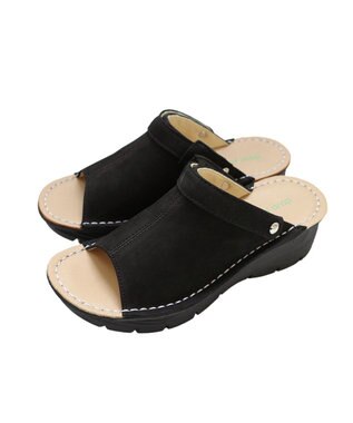 Pointer 本革 超軽量厚底サボサンダル ブラック(ヌバック)