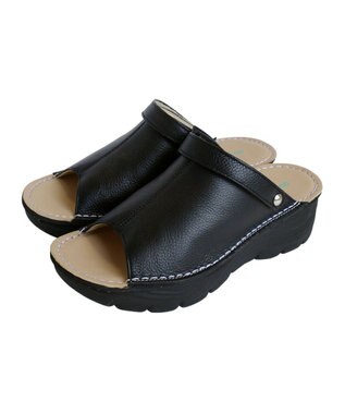 Pointer 本革 超軽量厚底サボサンダル ブラック