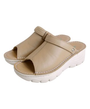 Pointer 本革 超軽量厚底サボサンダル ベージュ