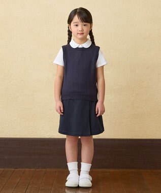MIKI HOUSE HOT BISCUITS 【90-140cm】綿ニットクルーネックベスト(女の子用) 紺