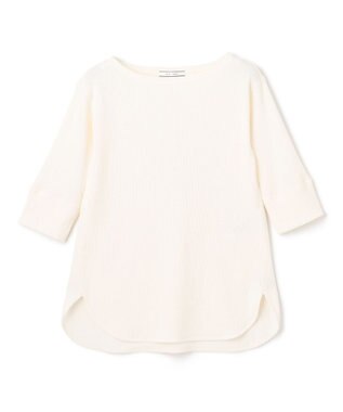 BEIGE， 【洗える】GLOBE / コットンリブ7分袖カットソー Ecru