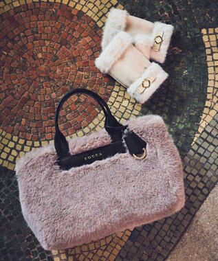 CHOCOLA FUR BAG ファーバッグ, グレージュ系, F