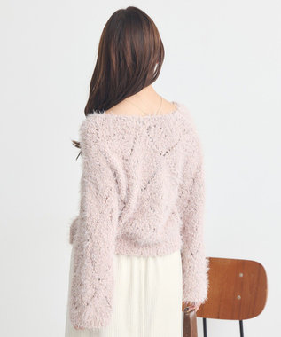 earth music&ecology シャギーミックス透かしハート柄ニットプルオーバ Grayish Pink