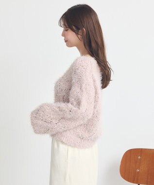 earth music&ecology シャギーミックス透かしハート柄ニットプルオーバ Grayish Pink