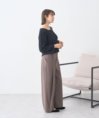 earth music&ecology シャギーミックス透かしハート柄ニットプルオーバ Black