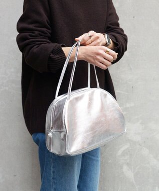 FOLNA RD ホイルレザーボストンバッグ Mサイズ シルバー