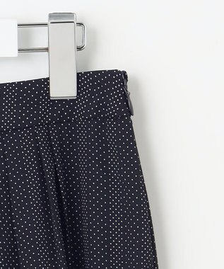 J.PRESS LADIES L 【洗える】ドットデシンプリント タック スカート ネイビー系