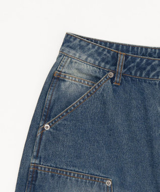 WEGO 【ユニセックス着用ITEM】ダブルニーデニムショーツ デニム中濃加工色