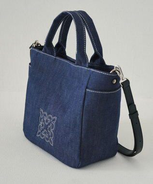 russet 【刺繍モノグラム】デニム2WAYトートバッグ(CE-1772) Indigo