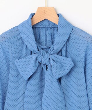 組曲 S 【前後着用可】サッカードビードットプリント ブラウス ブルー系5