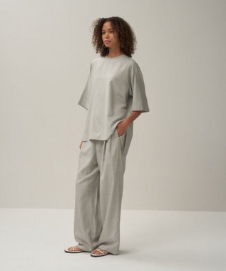 ATON SILK TROPICAL | イージーワイドパンツ TOP GRAY