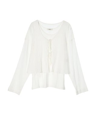 earth music&ecology ＳＥＴ２点クレープリボンブラウス＋インナー White