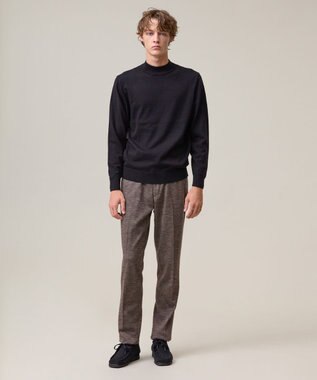 J.PRESS MEN 動きやすさにこだわった立体設計【洗える】コットンカシミヤモックネック ニット ブラック系