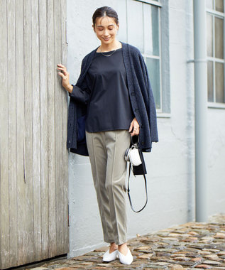 ICB 【洗える】 コーデュロイ テーパードパンツ アッシュカーキ系