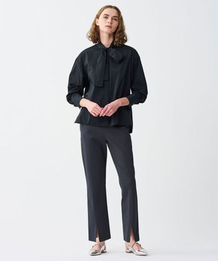 uncrave シルクライクタフタ ボウタイブラウス ブラック