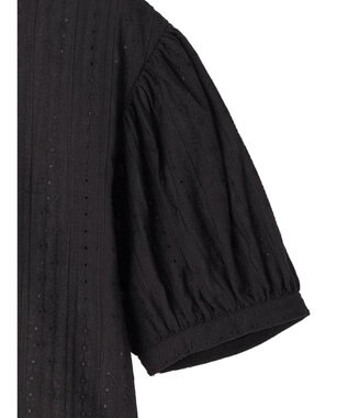 earth music&ecology 刺繍パフスリーブブラウス Black