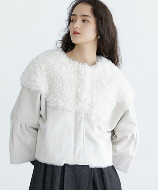 Green Parks ■ESCAR フラッフィーブルゾン Ivory