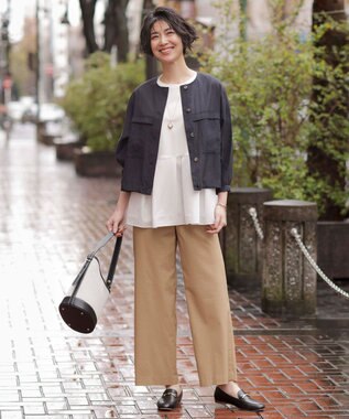 J.PRESS LADIES 【洗える】ノースリーブスムースジャージー フレア カットソー ホワイト系