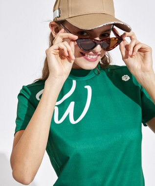 PW CIRCULUS 【吸水速乾 / 伸縮性抜群】【WOMEN】筆記体ロゴ COOLベンチレーションモック T グリーン系