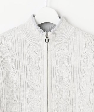 23区GOLF 【WOMEN】ラメケーブルジップアップカーディガン　防風裏地付き ホワイト系