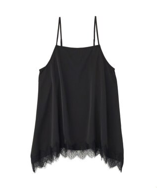 AMERICAN HOLIC イレギュラーヘムサテンレースキャミソール Black
