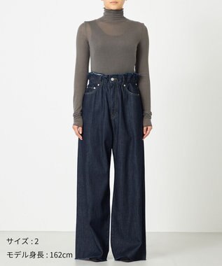 NAVE 【ReNAVE・洗える/軽量】ライトデニム ウエストギャザーパンツ ネイビー系