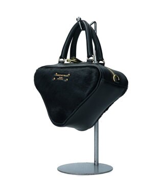 INTER-CHAUSSURES 【Christian Villa】レザーコンビトライアングルミニバッグ ブラックコンビ