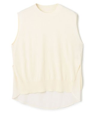 BEIGE， 【洗える】VALOIS / バックシフォンレーヤードニット Ecru