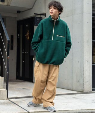 WEGO フリース ハーフZIPプルオーバー ダークグリーン