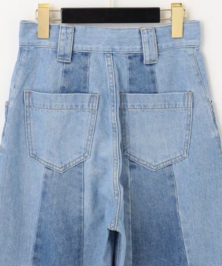 GRACE CONTINENTAL 切替ワイドデニムパンツ サックス