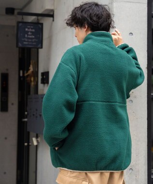 WEGO フリース ハーフZIPプルオーバー ダークグリーン