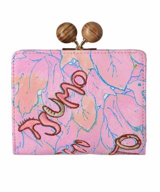 tsumori chisato CARRY 葉っぱ がま口 2つ折り財布 ピンク