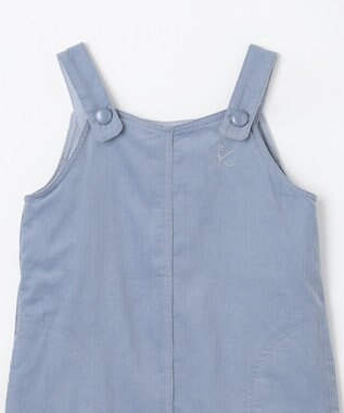 組曲 KIDS 【100㎝】モノトーンフラワーコーデュロイ ワンピース サックスブルー系