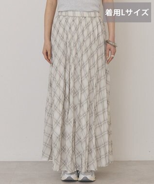 AMERICAN HOLIC 【選べる丈】チェックシアープリーツスカート Ivory