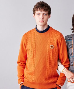 23区GOLF 【MEN】ウールブレンド カラーニット ラウンドから普段のお出かけや、お散歩まで◎ オレンジ系