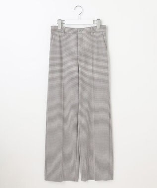自由区 L TRギャバチェック柄ストレート パンツ グレーチェック