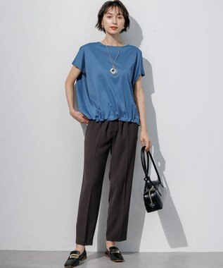 23区 L 【Oggi・CLASSY.掲載】ストレッチジョーゼット テーパード パンツ ダークブラウン系
