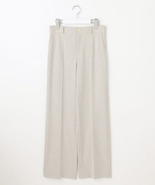 自由区 L TRギャバチェック柄ストレート パンツ オフチェック