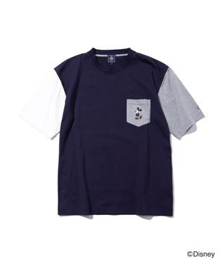J.PRESS MEN 【DISNEY COLLECTION】【UNISEX】クレイジーパターンワンポイント Tシャツ / ミッキーマウス